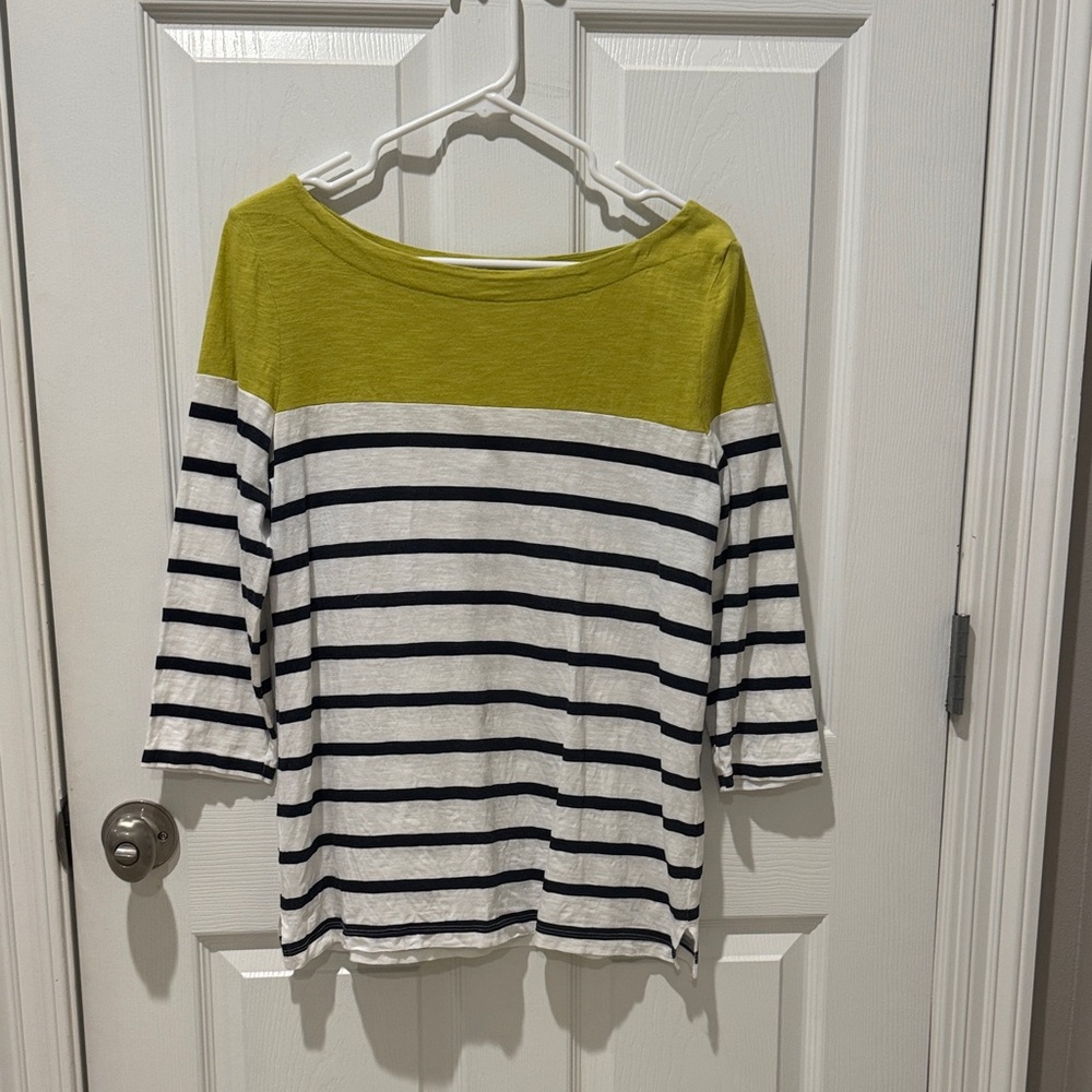 Striped Lime Green, White, and Navy Blue Top